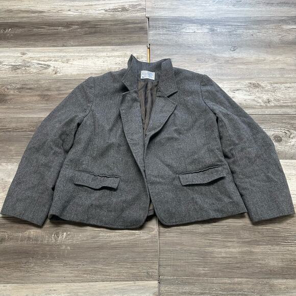 Vintage‎ 70s Pendleton Gray Womens L Retro Cropped Wool Blazer Sports Coat USA - Picture 1 of 11